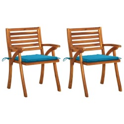vidaXL Garten-Essstühle mit Kissen 2 Stk. Massivholz Akazie 