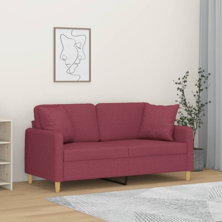 vidaXL 2-Sitzer-Sofa mit Zierkissen Weinrot 140 cm Stoff