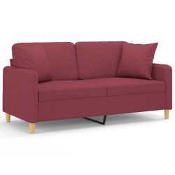 vidaXL 2-Sitzer-Sofa mit Zierkissen Weinrot 140 cm Stoff
