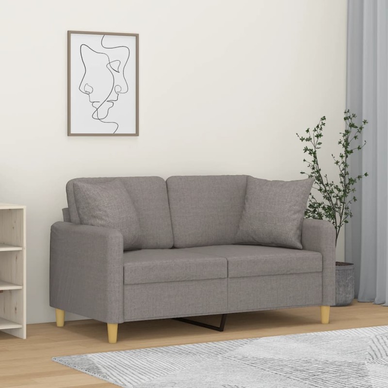 vidaXL 2-Sitzer-Sofa mit Zierkissen Taupe 120 cm Stoff vidaXL 2-Sitzer-Sofa mit Zierkissen Taupe 120 cm Stoff