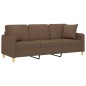 vidaXL 3-Sitzer-Sofa mit Zierkissen Braun 180 cm Stoff vidaXL 3-Sitzer-Sofa mit Zierkissen Braun 180 cm Stoff