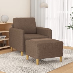 vidaXL Sessel mit Hocker Braun 60 cm Stoff