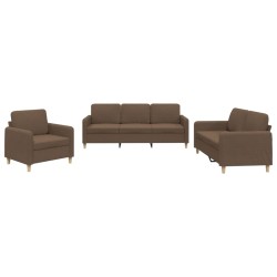 vidaXL 3-tlg. Sofagarnitur mit Kissen Braun Stoff