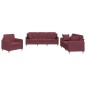 vidaXL 3-tlg. Sofagarnitur mit Kissen Weinrot Stoff vidaXL 3-tlg. Sofagarnitur mit Kissen Weinrot Stoff