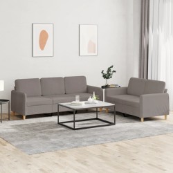 vidaXL 2-tlg. Sofagarnitur mit Kissen Taupe Stoff