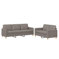 vidaXL 2-tlg. Sofagarnitur mit Kissen Taupe Stoff