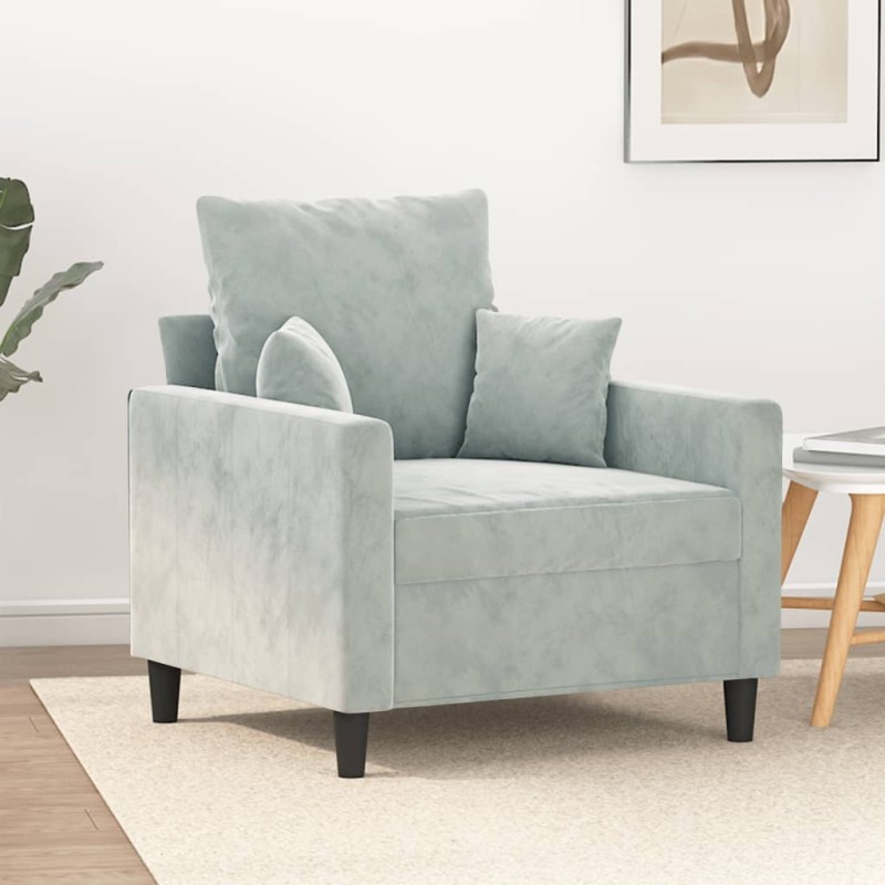 vidaXL Sessel Hellgrau 60 cm Samt vidaXL Sessel Hellgrau 60 cm Samt