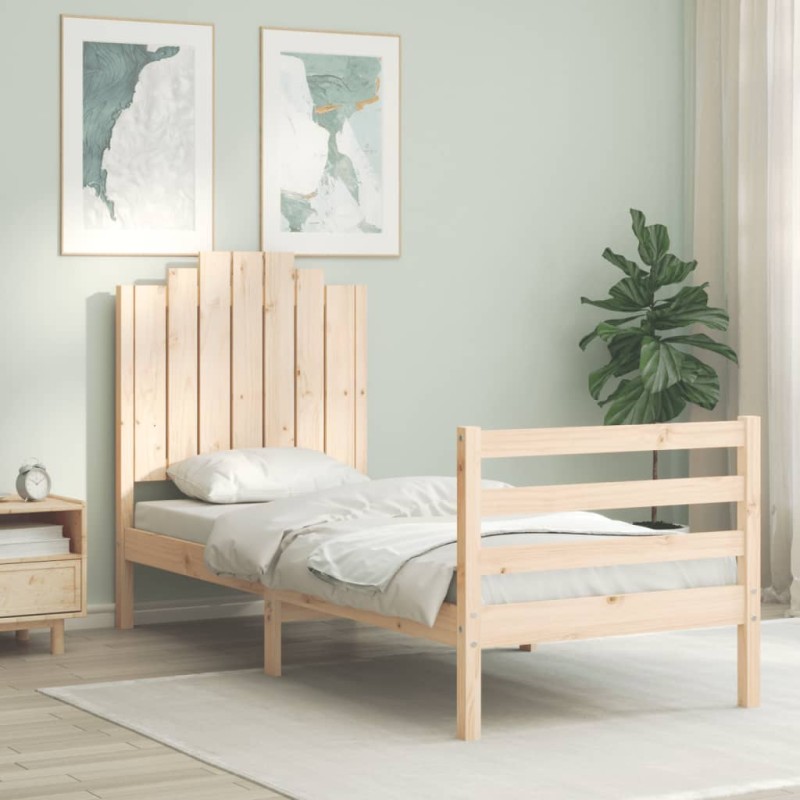 vidaXL Massivholzbett mit Kopfteil vidaXL Massivholzbett mit Kopfteil