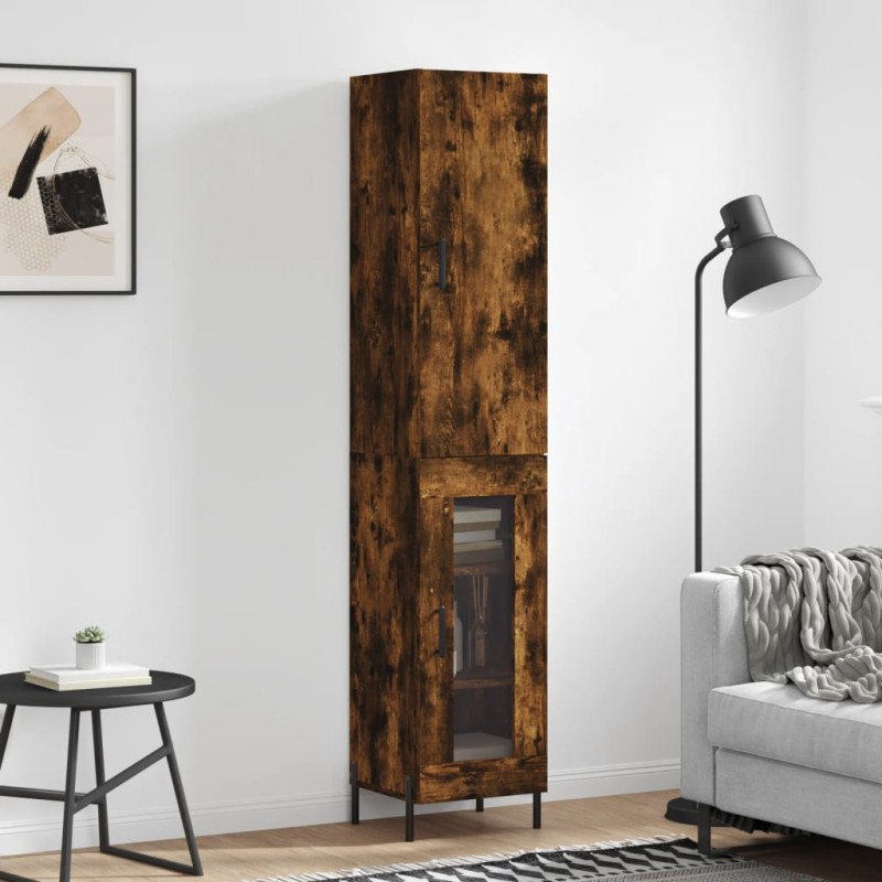 Highboard Räuchereiche 34,5x34x180 cm Holzwerkstoff Highboard Räuchereiche 34,5x34x180 cm Holzwerkstoff