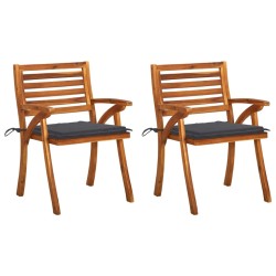 vidaXL Garten-Essstühle mit Kissen 2 Stk. Massivholz Akazie 