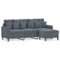 vidaXL 3-Sitzer-Sofa mit Hocker Dunkelgrau 180 cm Samt vidaXL 3-Sitzer-Sofa mit Hocker Dunkelgrau 180 cm Samt