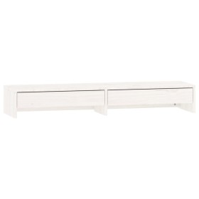 vidaXL Monitorständer Weiß 100x27x15 cm Massivholz Kiefer