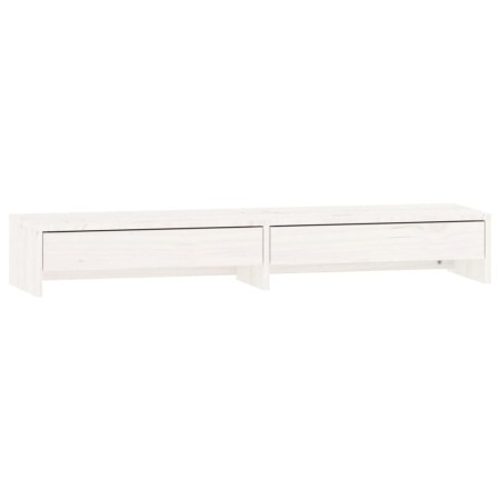 vidaXL Monitorständer Weiß 100x27x15 cm Massivholz Kiefer