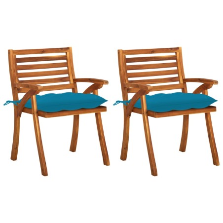 Garten-Essstühle mit Kissen 2 Stk. Massivholz Akazie