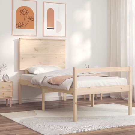vidaXL Seniorenbett mit Kopfteil Massivholz