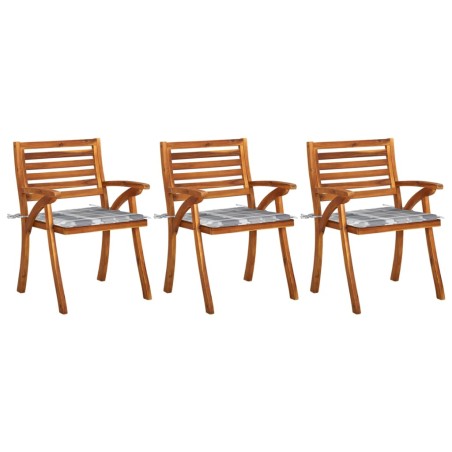 Garten-Essstühle mit Kissen 3 Stk. Massivholz Akazie