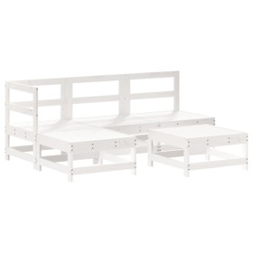vidaXL 5-tlg. Garten-Lounge-Set Weiß Massivholz Kiefer