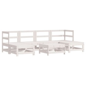 vidaXL 7-tlg. Garten-Lounge-Set Weiß Massivholz Kiefer