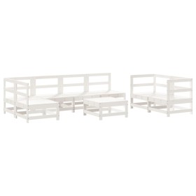 vidaXL 8-tlg. Garten-Lounge-Set Weiß Massivholz Kiefer