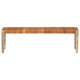 vidaXL Bank 150 cm Braun Echtleder und Massivholz Mango 