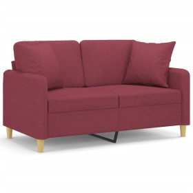 vidaXL 2-Sitzer-Sofa mit Zierkissen Weinrot 120 cm Stoff