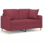 vidaXL 2-Sitzer-Sofa mit Zierkissen Weinrot 120 cm Stoff vidaXL 2-Sitzer-Sofa mit Zierkissen Weinrot 120 cm Stoff