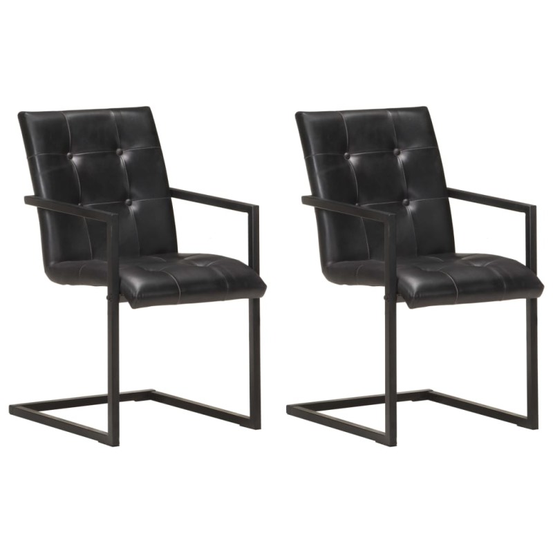 vidaXL Freischwinger 2 Stk. Schwarz Echtleder vidaXL Freischwinger 2 Stk. Schwarz Echtleder