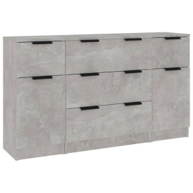 vidaXL 3-tlg. Sideboard-Set Betongrau Holzwerkstoff
