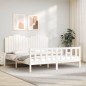 vidaXL Massivholzbett mit Kopfteil Weiß 180x200 cm vidaXL Massivholzbett mit Kopfteil Weiß 180x200 cm