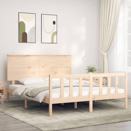 vidaXL Massivholzbett mit Kopfteil