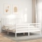 vidaXL Massivholzbett mit Kopfteil Weiß 160x200 cm vidaXL Massivholzbett mit Kopfteil Weiß 160x200 cm