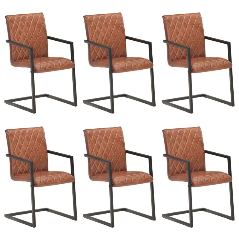 vidaXL Freischwinger 6 Stk. Braun Echtleder vidaXL Freischwinger 6 Stk. Braun Echtleder
