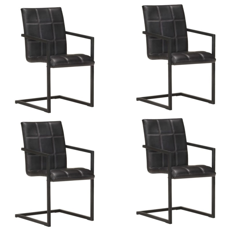 vidaXL Freischwinger 4 Stk. Schwarz Echtleder vidaXL Freischwinger 4 Stk. Schwarz Echtleder