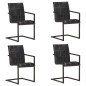 vidaXL Freischwinger 4 Stk. Schwarz Echtleder vidaXL Freischwinger 4 Stk. Schwarz Echtleder