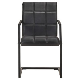 vidaXL Freischwinger 4 Stk. Schwarz Echtleder 