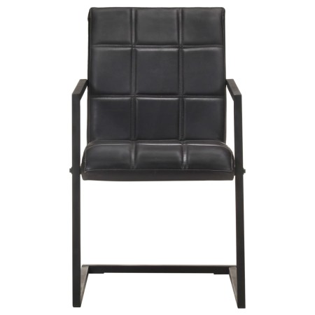 vidaXL Freischwinger 4 Stk. Schwarz Echtleder 
