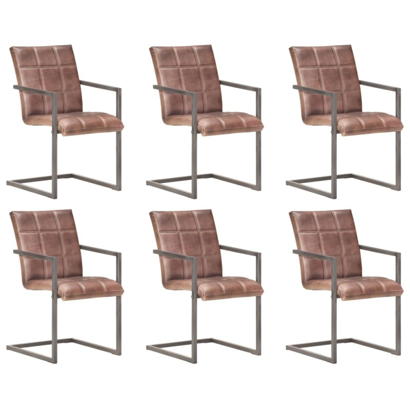 vidaXL Freischwinger 6 Stk. Braun Echtleder vidaXL Freischwinger 6 Stk. Braun Echtleder
