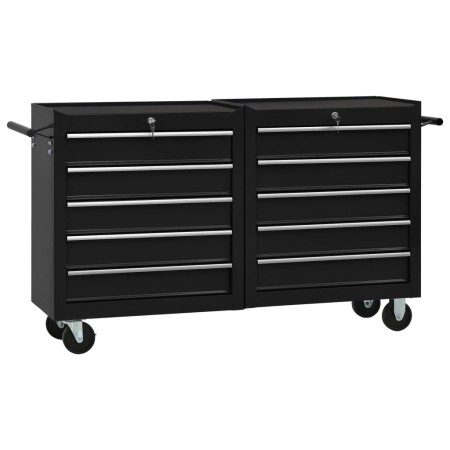 vidaXL Werkstattwagen mit 5 Schubladen Schwarz 69x33x77 cm Stahl 