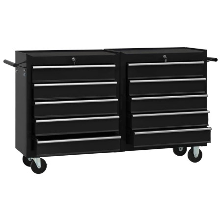 vidaXL Werkstattwagen mit 5 Schubladen Schwarz 69x33x77 cm Stahl 