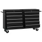 vidaXL Werkstattwagen mit 5 Schubladen Schwarz 69x33x77 cm Stahl vidaXL Werkstattwagen mit 5 Schubladen Schwarz 69x33x77 cm Stahl