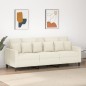 vidaXL 3-Sitzer-Sofa Creme 180 cm Samt vidaXL 3-Sitzer-Sofa Creme 180 cm Samt