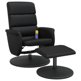 vidaXL Massagesessel mit Fußhocker Schwarz Kunstleder