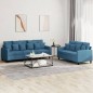 vidaXL 2-tlg. Sofagarnitur mit Kissen Blau Samt vidaXL 2-tlg. Sofagarnitur mit Kissen Blau Samt