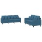 vidaXL 2-tlg. Sofagarnitur mit Kissen Blau Samt vidaXL 2-tlg. Sofagarnitur mit Kissen Blau Samt