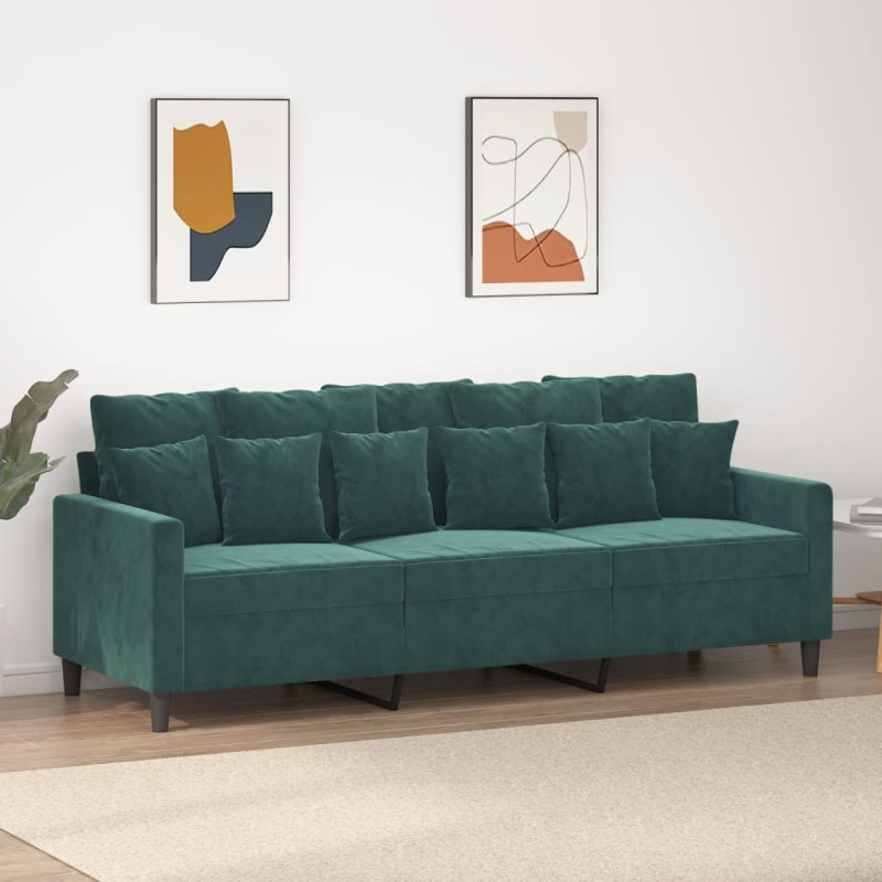 vidaXL 3-Sitzer-Sofa Dunkelgrün 180 cm Samt vidaXL 3-Sitzer-Sofa Dunkelgrün 180 cm Samt