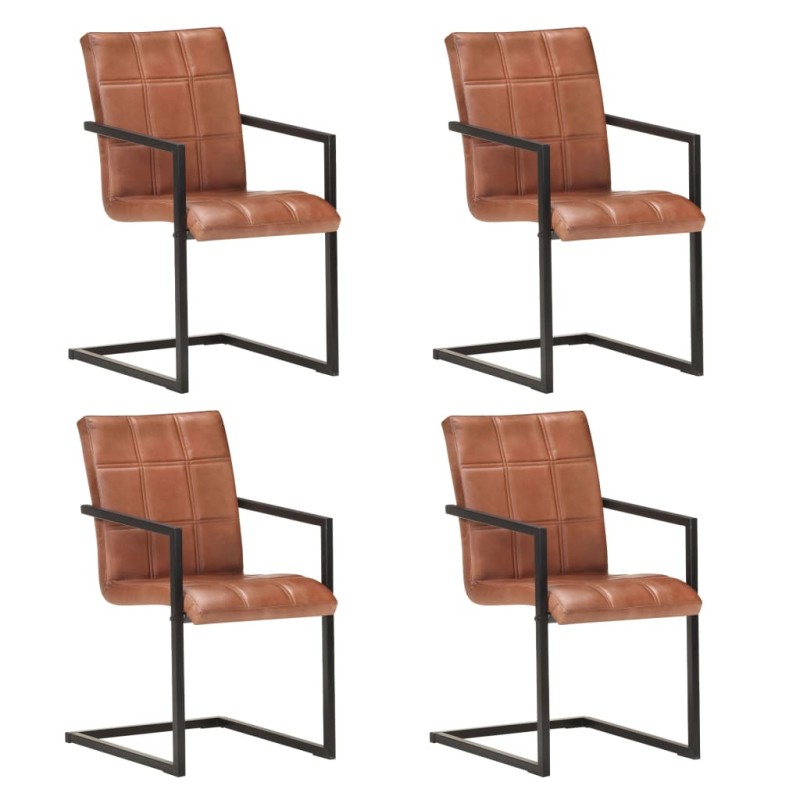 vidaXL Freischwinger 4 Stk. Braun Echtleder vidaXL Freischwinger 4 Stk. Braun Echtleder