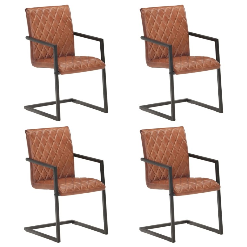 vidaXL Freischwinger 4 Stk. Braun Echtleder vidaXL Freischwinger 4 Stk. Braun Echtleder