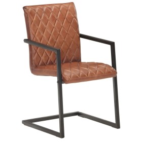 vidaXL Freischwinger 4 Stk. Braun Echtleder 
