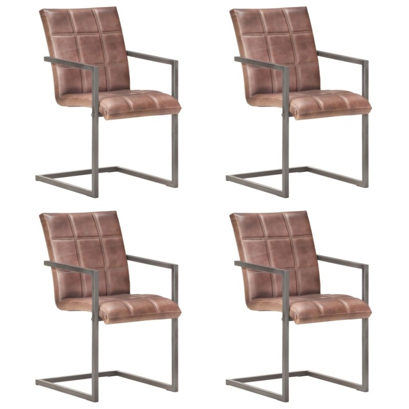 vidaXL Freischwinger 4 Stk. Braun Echtleder vidaXL Freischwinger 4 Stk. Braun Echtleder
