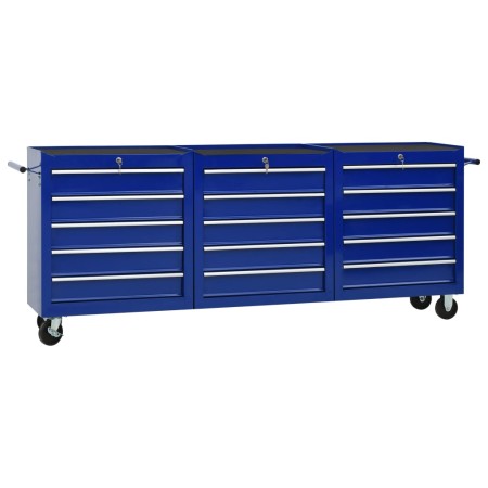 vidaXL Werkzeugschrank mit 5 Schubladen Blau 61,5x33x65,5 cm Stahl 